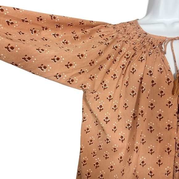 Cleobella Rue Blouse Womens Large Organic Cotton Boho Peasant Petal Pink Top - Picture 7 of 15